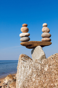 和谐与平衡的概念。平衡和风度石头反抗