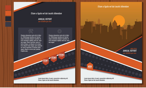 橙色年报单张宣传册传单模板 A4 大小