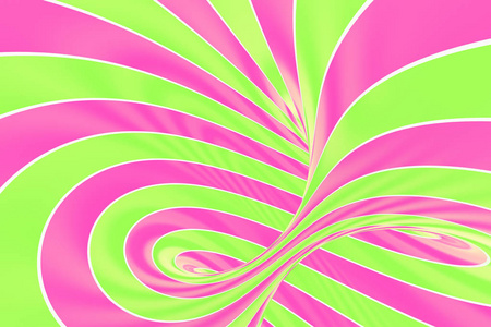 圣诞喜庆的粉红色和绿色螺旋隧道。条纹扭曲棒糖光学错觉。抽象背景