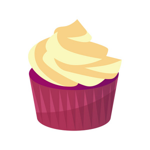 美味的蛋糕和甜奶油。在白色背景下分离的糕点食品收集矢量图标。糖果店糕点店或节日活动的装饰标志
