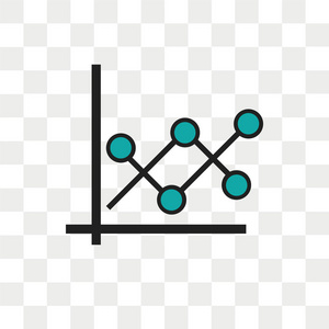 在透明背景上隔离的折线图矢量图标, 折线图徽标概念
