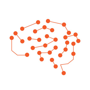 孤立的脑网络图标。人工智能