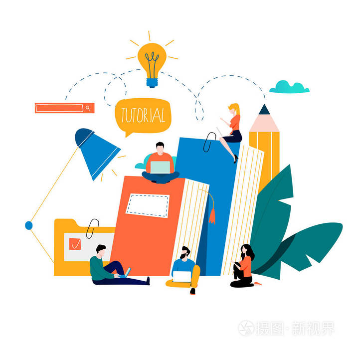 学习 在线书籍 教程 网络教学 网络教育设计 移动和网络图形插画