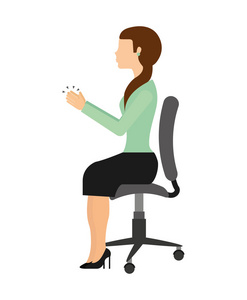 女商人坐在椅子上孤立图标设计