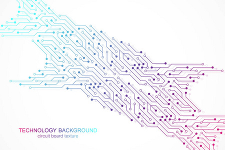 计算机主板矢量背景与电路板电子元器件。电子纹理为计算机技术工程理念。主板集成计算插图