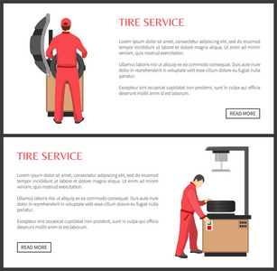 轮胎服务彩色横幅矢量插图