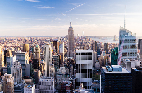 曼哈顿城市景观与摩天大楼纽约顶景