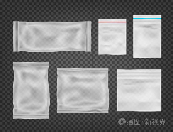 套空白塑料袋.透明空塑料包装.eps 10 矢量插画