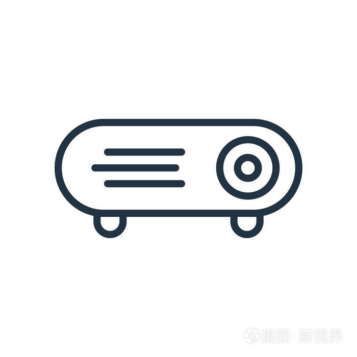 投影仪图标矢量在白色背景下隔离, 投影仪透明标志