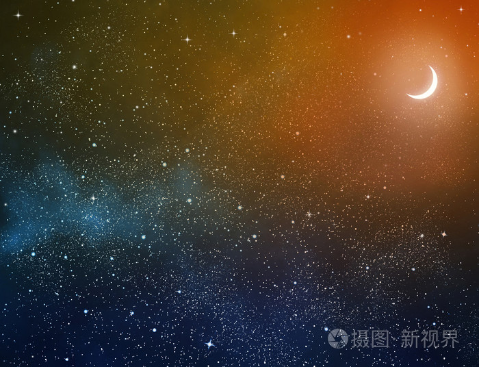 夜空与星星和月亮