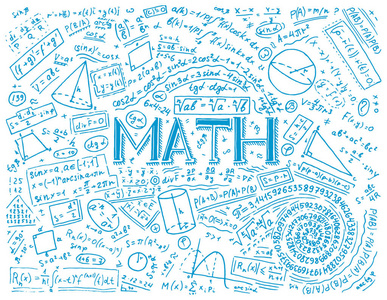 电子白板上物理和数学的科学公式和计算。学校的代数和几何学课。教育和科学。刻在旧素描和复古风格的手工画