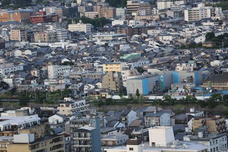 日本京都城市景观上日出