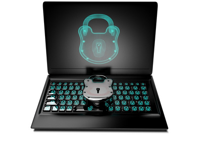 虚拟键盘，信息安全概念 3d 渲染的锁