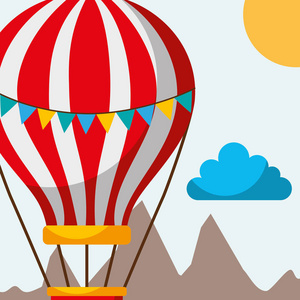 热气球锦旗飞行山滑稽的旅行图片