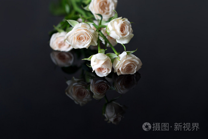 用反射的白玫瑰