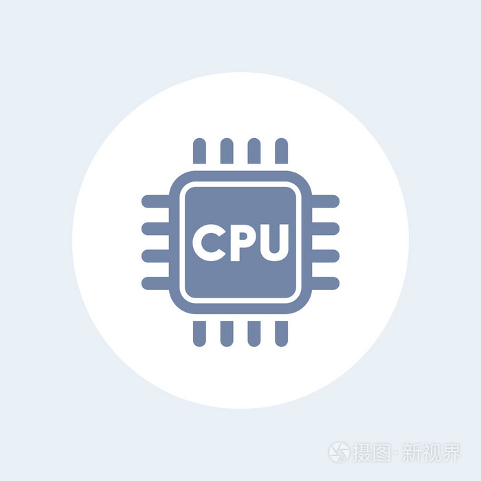 cpu 图标,中央处理单元 电子线路 处理器 芯片组上白色,孤立矢量图