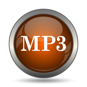 Mp3 图标。白色背景上的互联网按钮