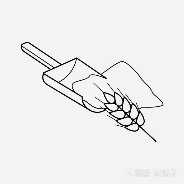 面粉图标线元素为您的web移动应用程序徽标设计而在干净的背景上隔离