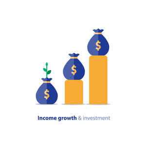 预算基金规划 业务增长 收入图 收入图表 矢量图