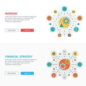 一套平线商业网站横幅模板。 向量病