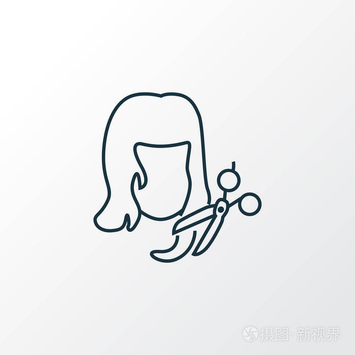 理发图标线符号.时尚风格的优质分离美发师元素