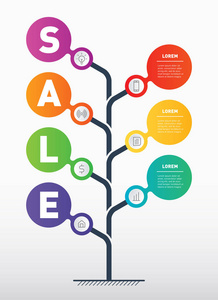 垂直 infographi 树时间线或演示文稿。园艺或花园销售。信息索引设计模板