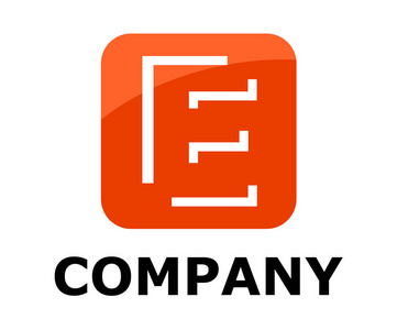 橙色徽标符号轮廓线字母在方形盒式字母 e 初始业务徽标设计思想插图形状现代高级企业