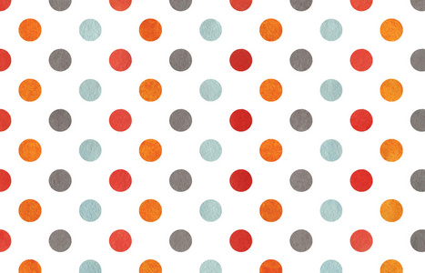 水彩的橙色 蓝色 红色和灰色圆点背景