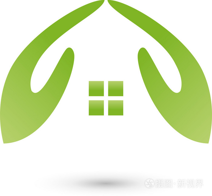 两只手作为标志,immobilienmakler,豪斯的房子