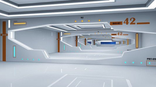 未来派飞船内部走廊图片