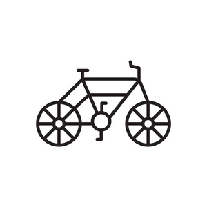 自行车图标矢量隔离在白色背景, 自行车透明标志, 细线设计元素的轮廓样式