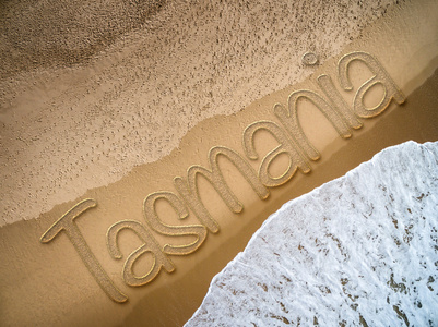 塔斯马尼亚岛写在沙滩上
