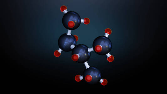 3d 例证分子。旗帜的医学背景。分子结构在原子水平上。原子 bacgkround
