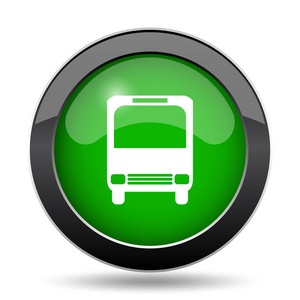 巴士图标, 绿色网站按钮白色背景