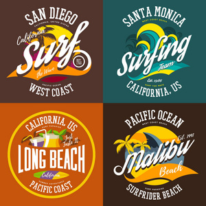 加利福尼亚或美国 t恤衫的海滩标志