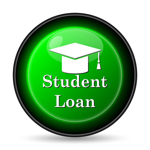 学生贷款图标。白色背景上的互联网按钮