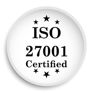 Iso 27001 图标。Iso 27001 网站按钮白色背景