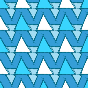 用一只手的无缝模式绘制蓝色三角形