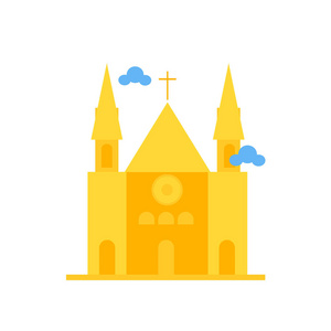 圣母圣母院图标矢量隔离白色背景为您的 web 和移动应用程序设计, 巴黎圣母院徽标概念