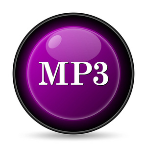 Mp3 图标。白色背景上的互联网按钮