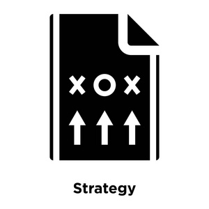 策略图标矢量隔离在白色背景上, 标志概念的战略标志在透明背景, 实心黑色符号
