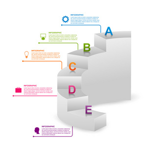作为业务演示文稿或信息小册子步骤的图表。矢量图