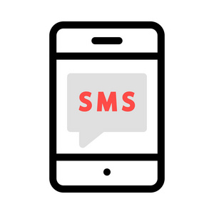智能手机与 sms 图标, 矢量插图