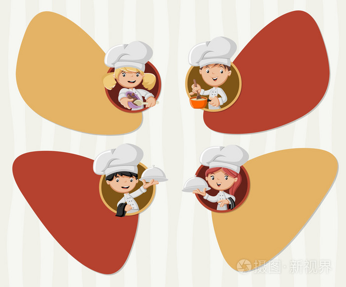 矢量横幅 背景与卡通厨师烹饪和保持食物的托盘
