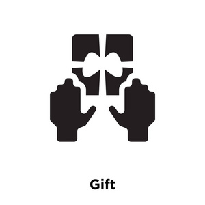 礼品图标矢量隔离在白色背景上, 标志概念的礼品标志在透明背景下, 填充黑色符号
