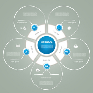 用于信息图表的矢量圆圈元素。 循环直径模板