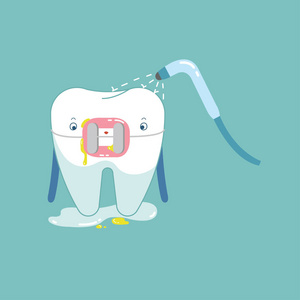 健康牙科牙科卡通矢量清洁支撑牙