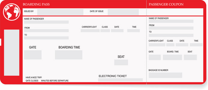 模式的登机通行证或机票
