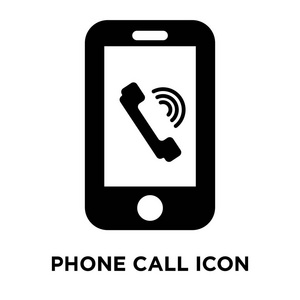 电话呼叫图标矢量隔离在白色背景上, 标志概念的电话呼叫标志上透明背景, 实心黑色符号