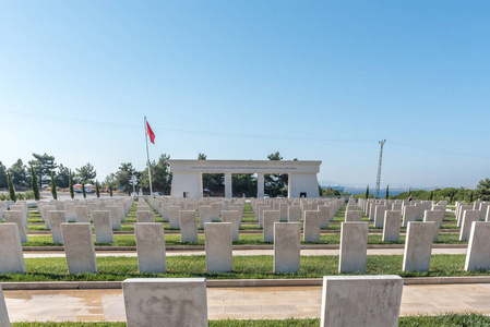 Akbas 烈士公墓和纪念碑在 Canakkale, 土耳其